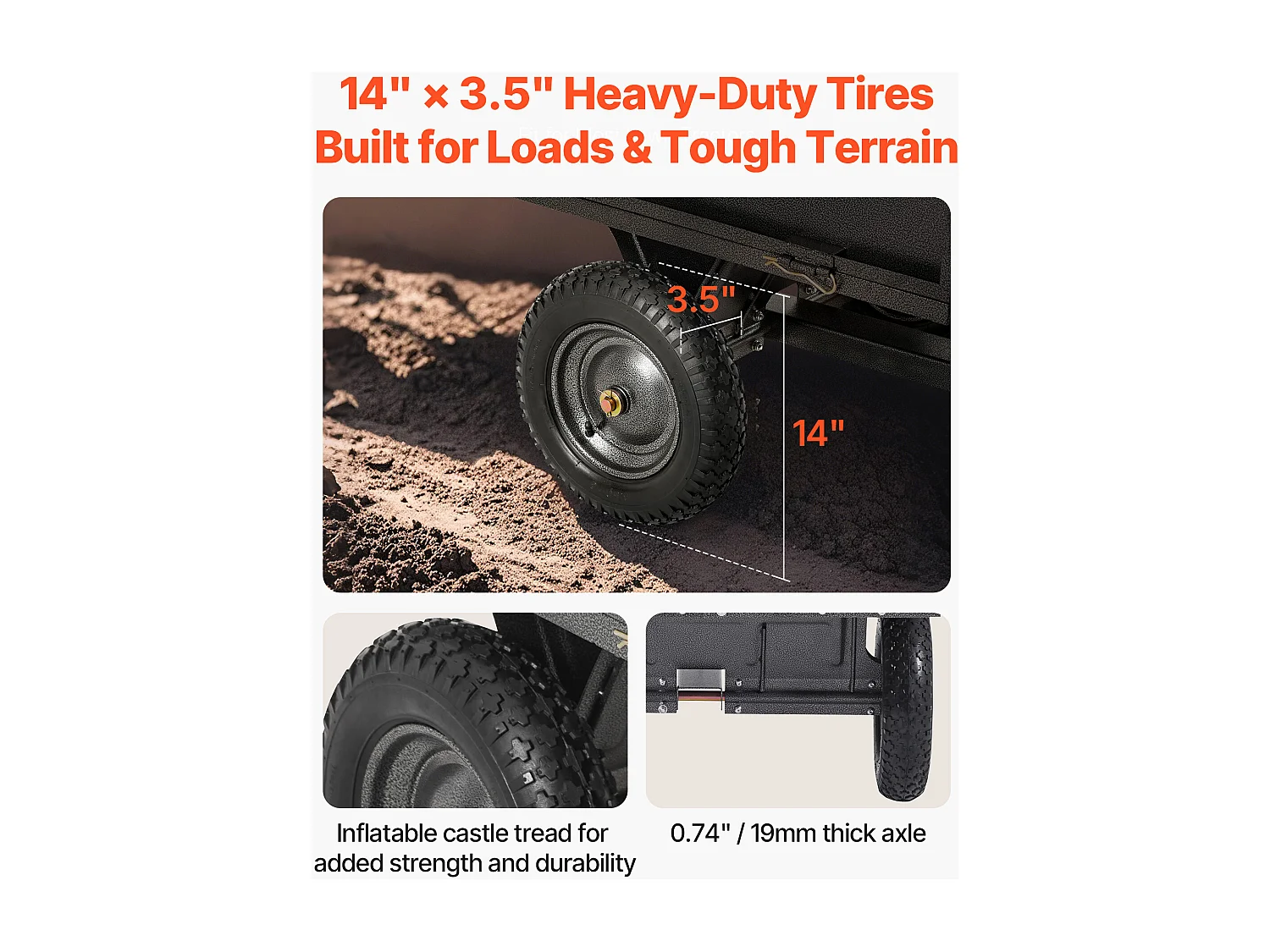 Remorque à Benne Basculante SucceBuy, 283 L, Remorque en Acier pour Tracteur Tondeuse à Gazon et Jardin, Capacité de Charge de 226,8 kg