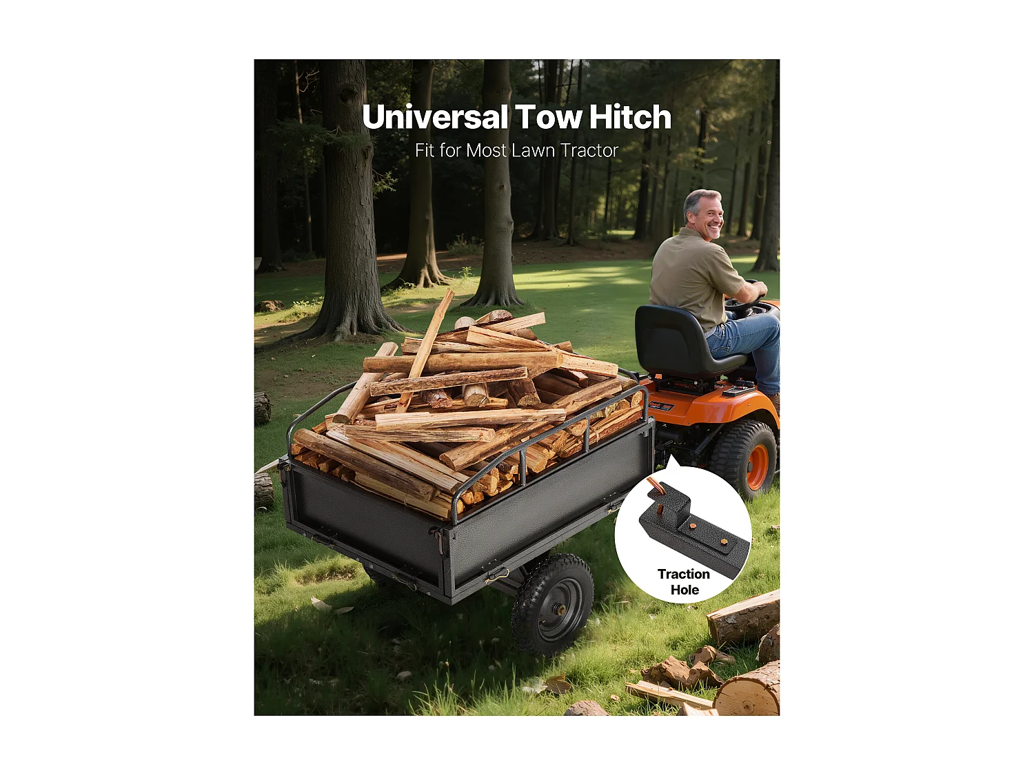 Remorque à Benne Basculante SucceBuy, 283 L, Remorque en Acier pour Tracteur Tondeuse à Gazon et Jardin, Capacité de Charge de 226,8 kg