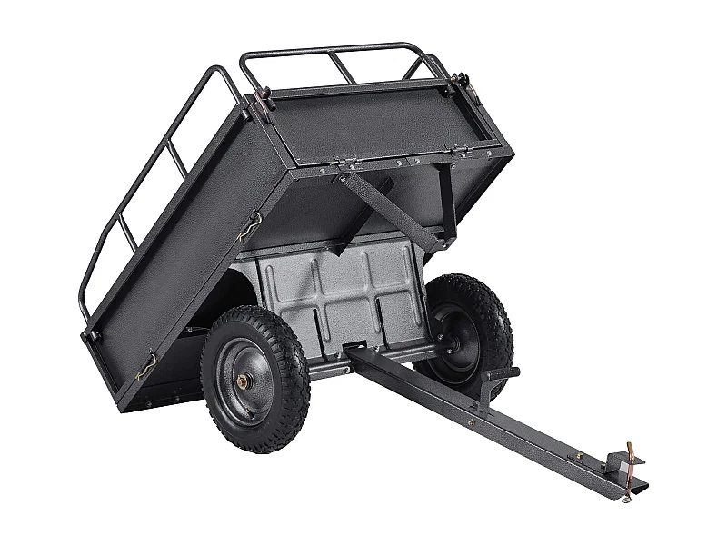 Remorque à Benne Basculante SucceBuy, 283 L, Remorque en Acier pour Tracteur Tondeuse à Gazon et Jardin, Capacité de Charge de 226,8 kg