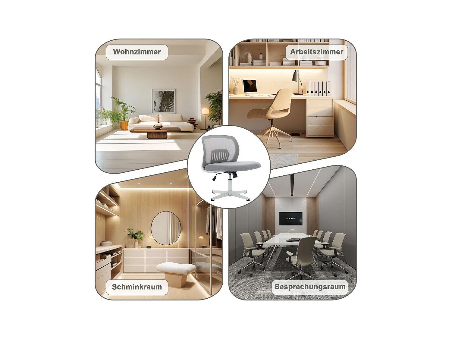 Fauteuil pivotant — réglable en hauteur — mesh gris respirant — dossier ergonomique