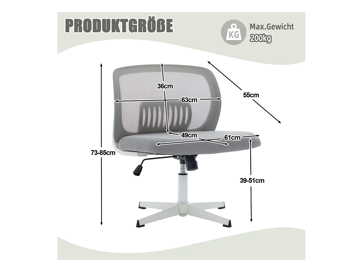 Fauteuil pivotant — réglable en hauteur — mesh gris respirant — dossier ergonomique