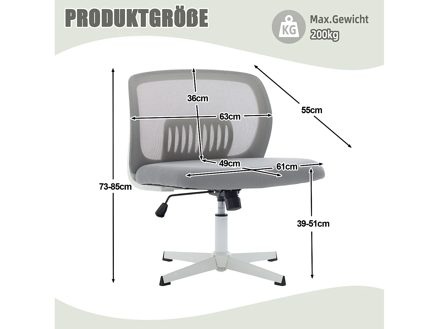 Fauteuil pivotant — réglable en hauteur — mesh gris respirant — dossier ergonomique