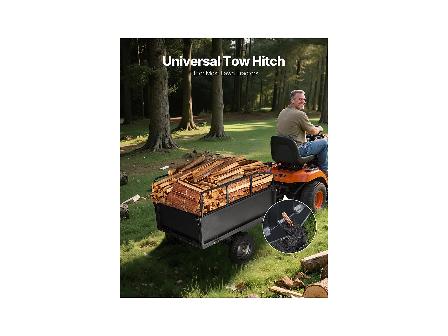 Kippanhänger SucceBuy 481 L, Ideal für Rasentraktoren und Gartengeräte, Tragfähigkeit 272 kg, Robuste Stahlkonstruktion