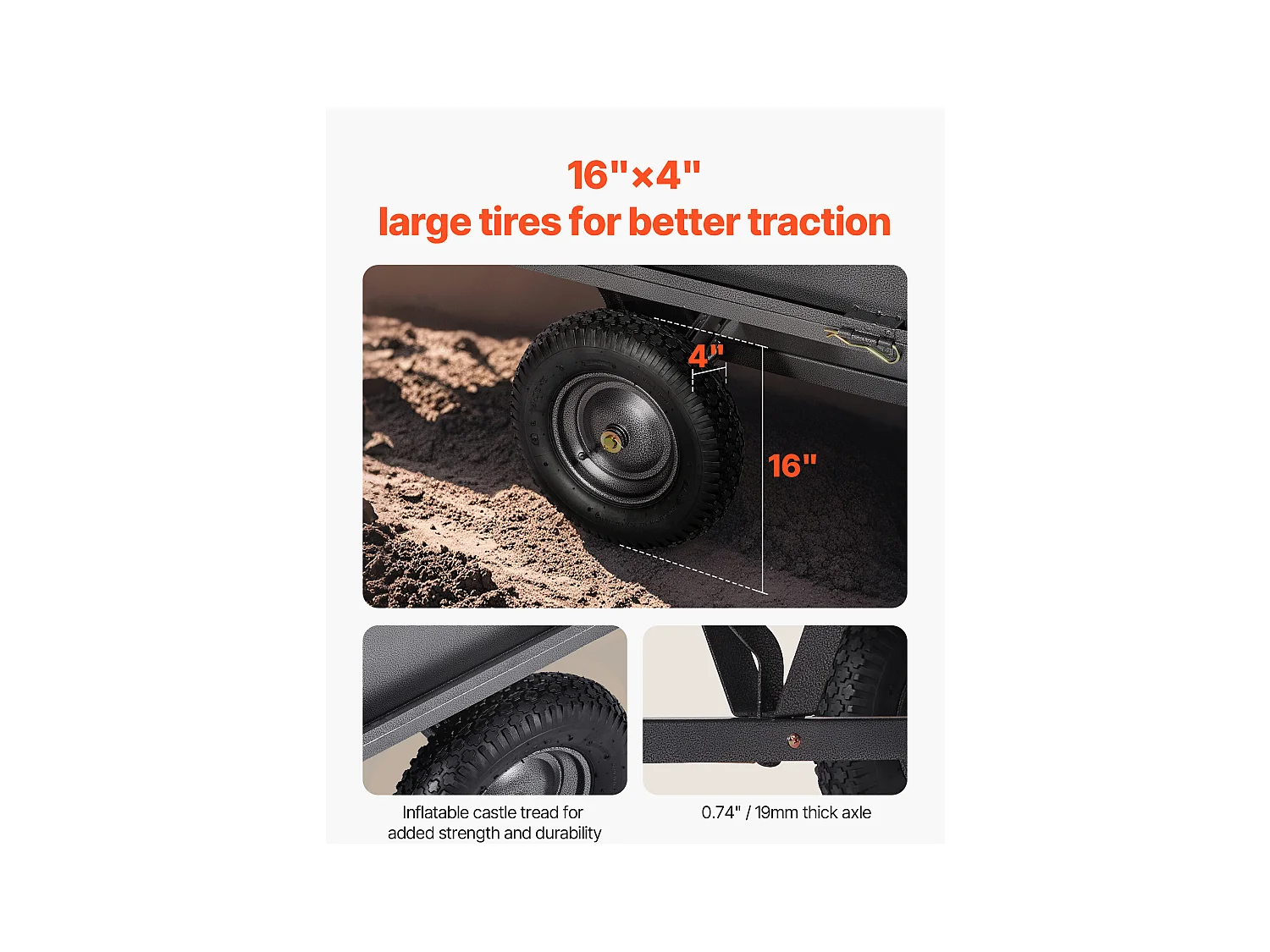 Kippanhänger SucceBuy 481 L, Ideal für Rasentraktoren und Gartengeräte, Tragfähigkeit 272 kg, Robuste Stahlkonstruktion