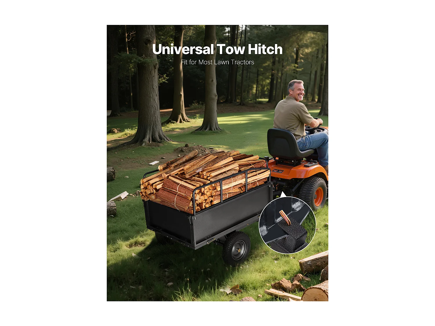 Remorque à Benne Basculante SucceBuy 481 L, Idéale pour Tracteurs Tondeuses et Équipements de Jardin, Capacité de Charge de 272 kg, Structure en Acier Robuste