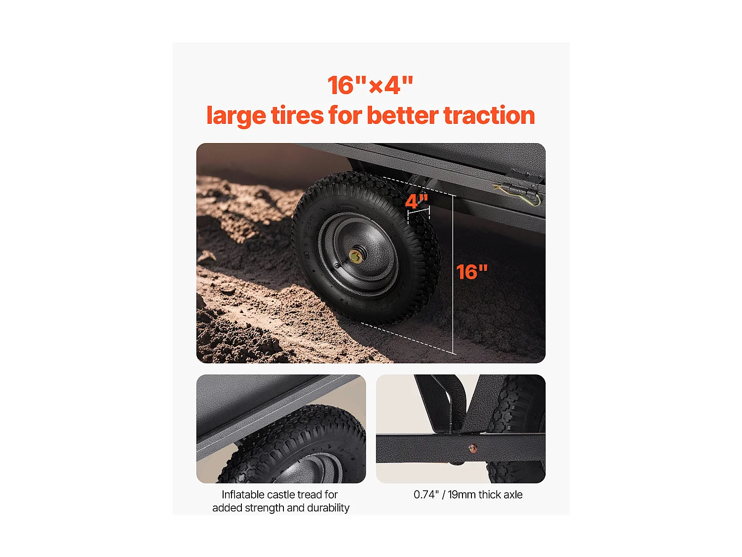 Remorque à Benne Basculante SucceBuy 481 L, Idéale pour Tracteurs Tondeuses et Équipements de Jardin, Capacité de Charge de 272 kg, Structure en Acier Robuste