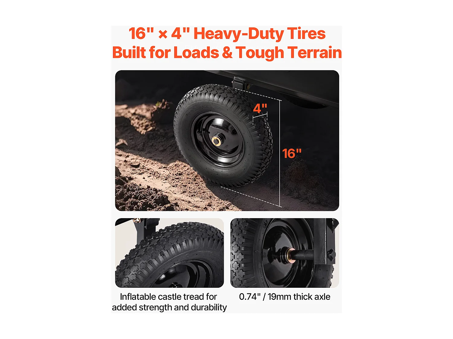 Kippanhänger SucceBuy, 283 L, Ideal für Rasentraktoren und Gärten, Hergestellt aus Robustem Polyethylen, Tragfähigkeit 226,8 kg