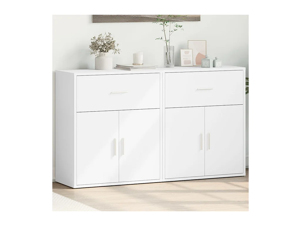 Buffets 2 pièces blanc 60x31x70 cm bois d'ingénierie