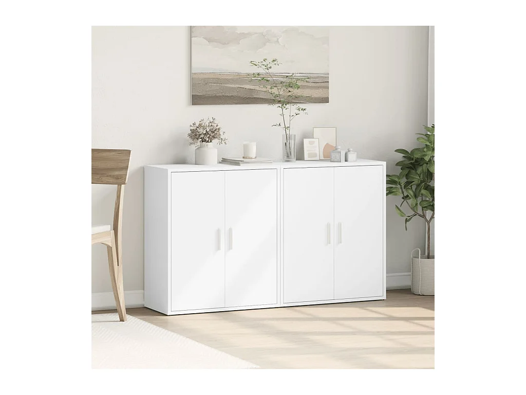 Buffets 2 pièces blanc 60x31x70 cm bois d'ingénierie