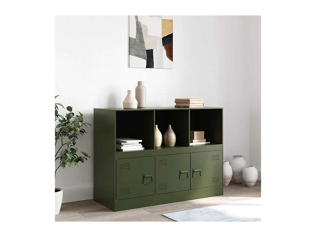 Buffet vert olive 99x39x73 cm acier