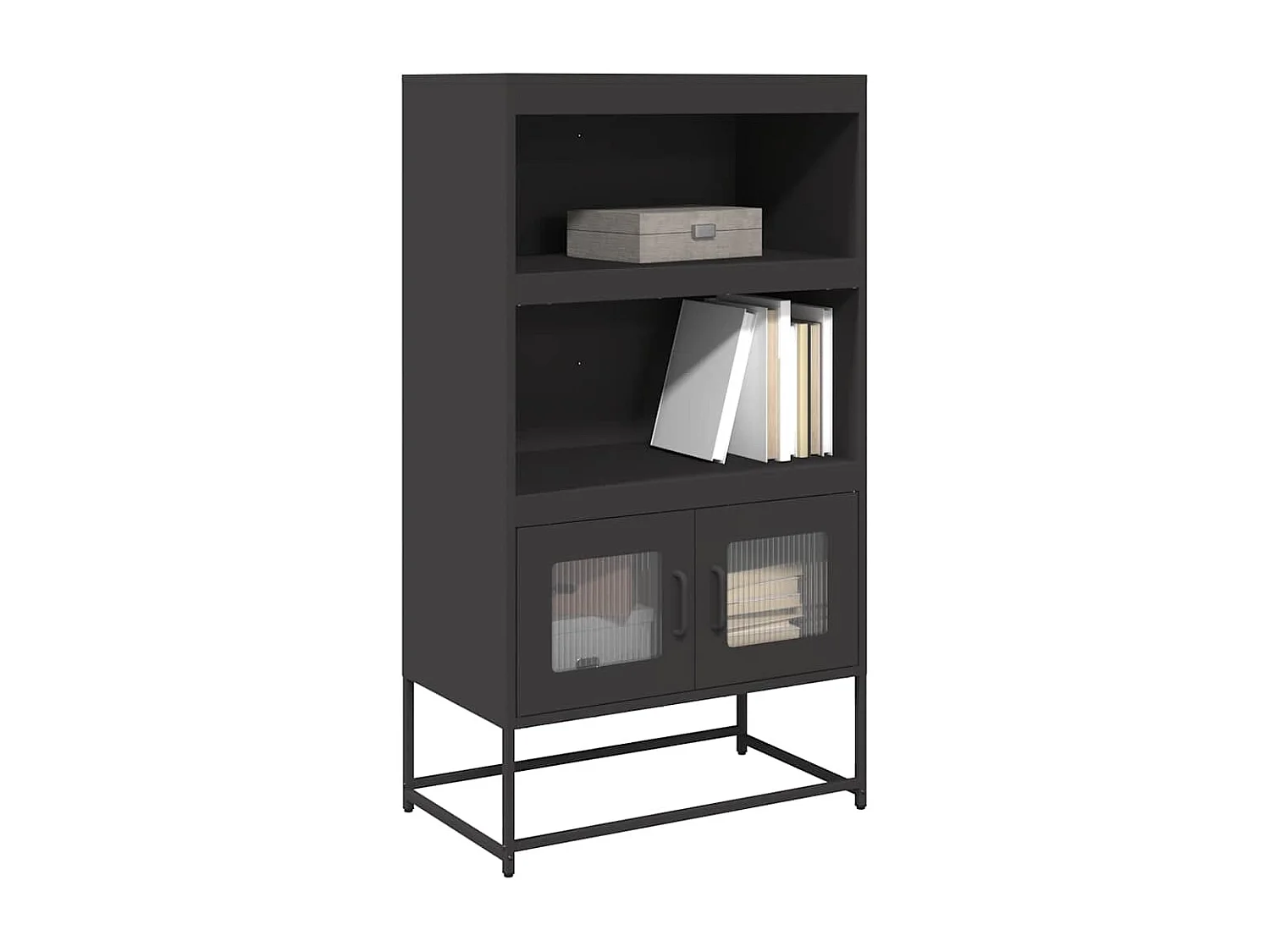 Buffet haut noir 68x39x123 cm acier