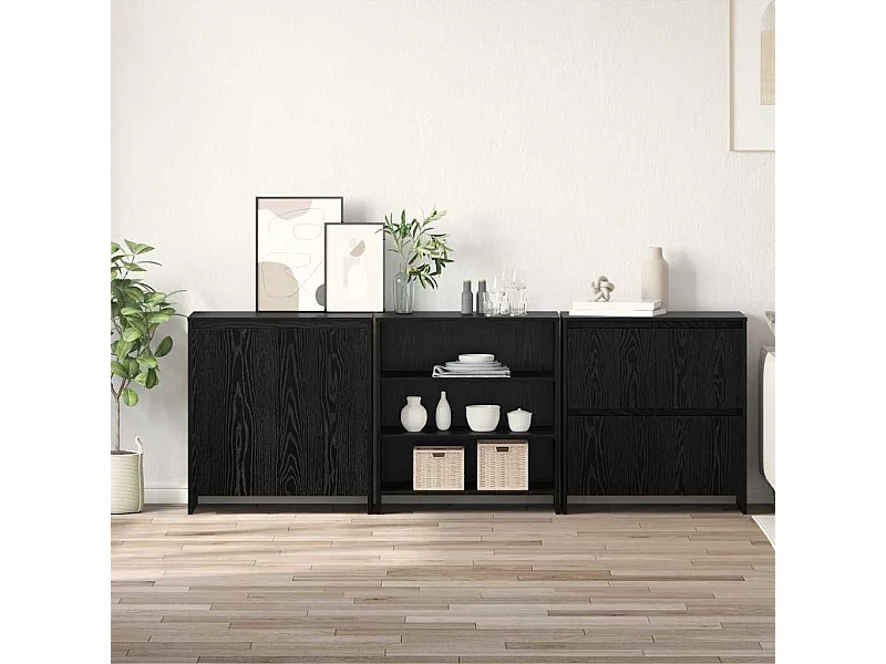Buffet 3 pièces Chêne noir 70 x 41 x 75 cm Bois d'ingénierie
