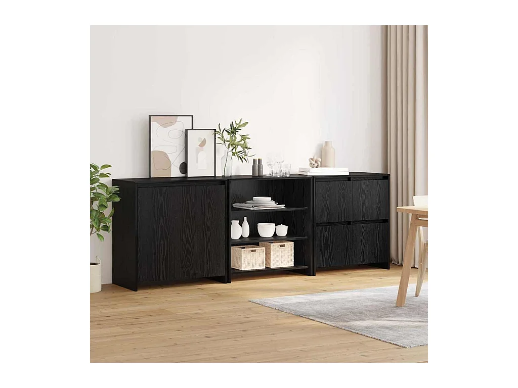 Buffet 3 pièces Chêne noir 70 x 41 x 75 cm Bois d'ingénierie