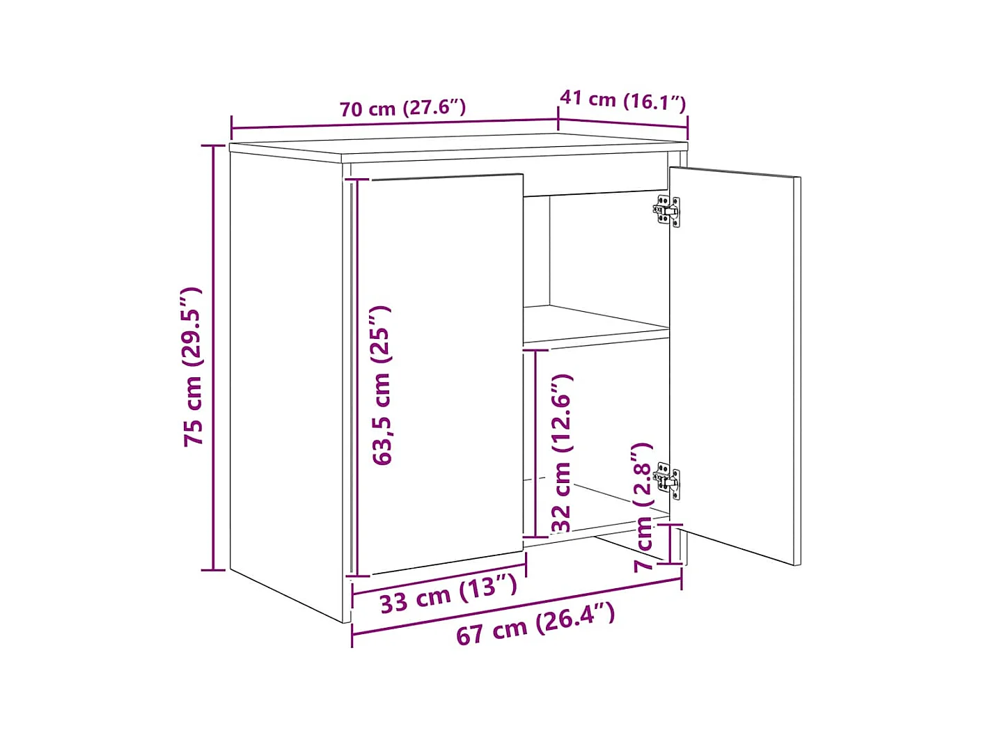 Buffet 3 pièces Chêne noir 70 x 41 x 75 cm Bois d'ingénierie