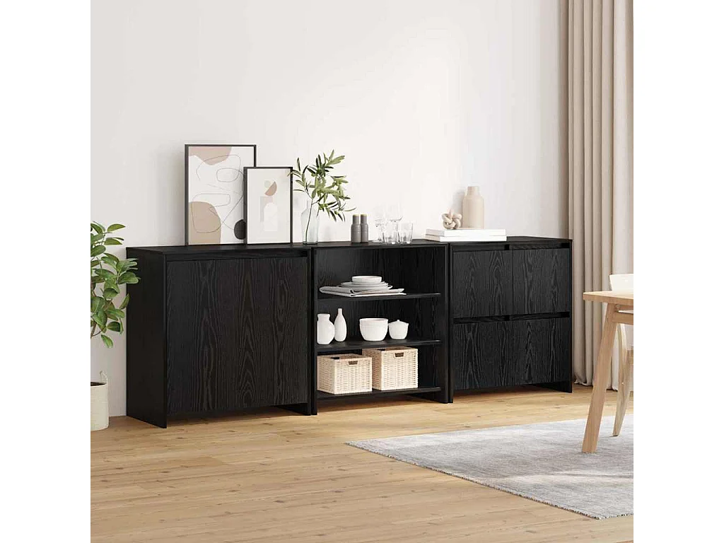 Buffet 3 pièces Chêne noir 70 x 41 x 75 cm Bois d'ingénierie