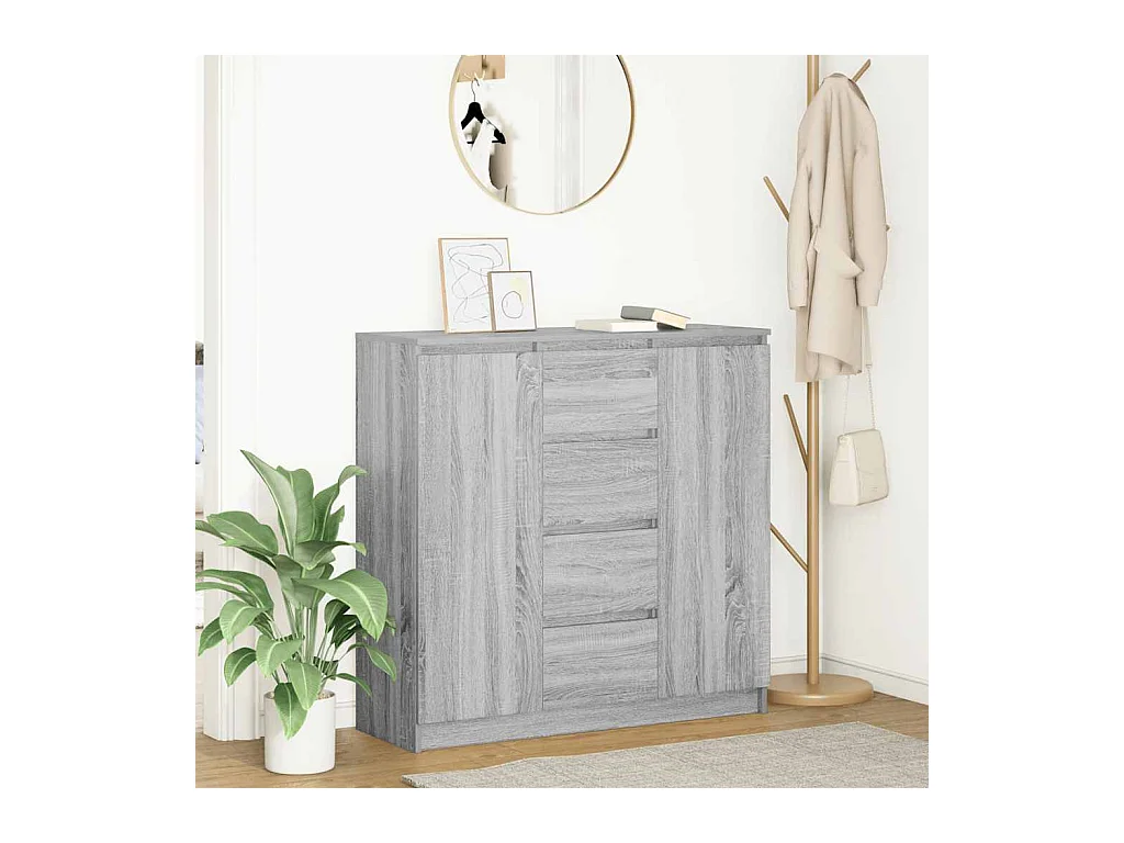 Buffet et tiroirs sonoma gris 100,5x35x98,5cm bois d'ingénierie