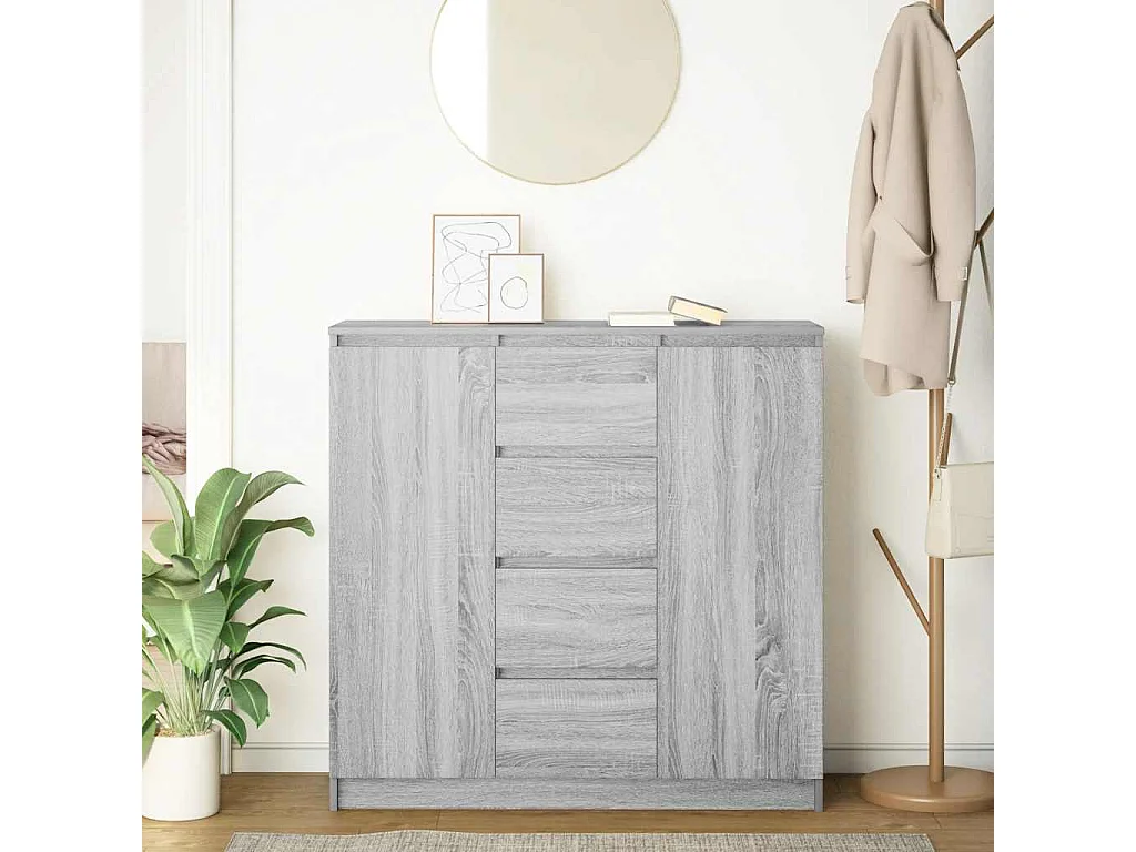 Buffet et tiroirs sonoma gris 100,5x35x98,5cm bois d'ingénierie