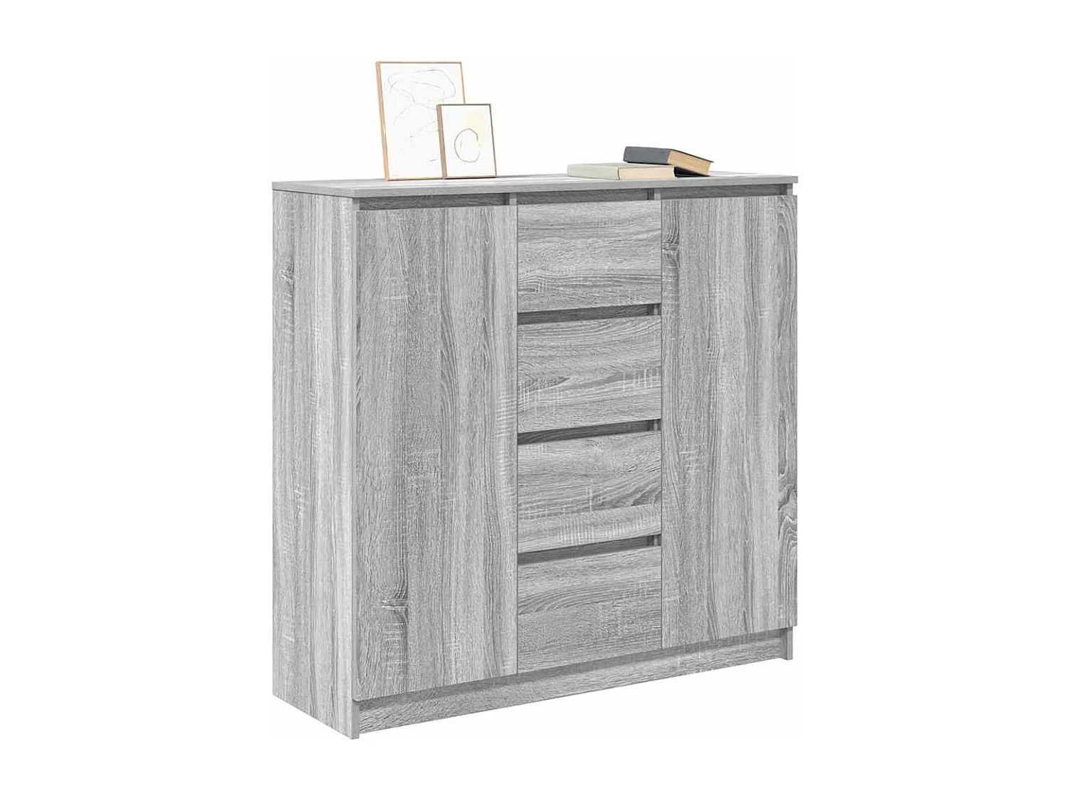 Buffet et tiroirs sonoma gris 100,5x35x98,5cm bois d'ingénierie