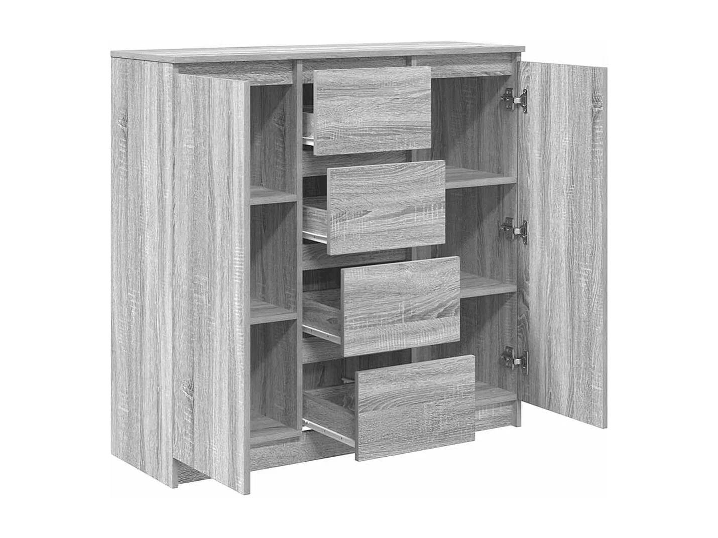 Buffet et tiroirs sonoma gris 100,5x35x98,5cm bois d'ingénierie