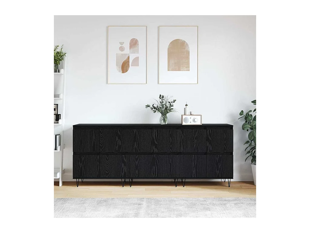 Buffets 3 pièces Chêne noir 180 x 35 x 70 cm Bois d'ingénierie