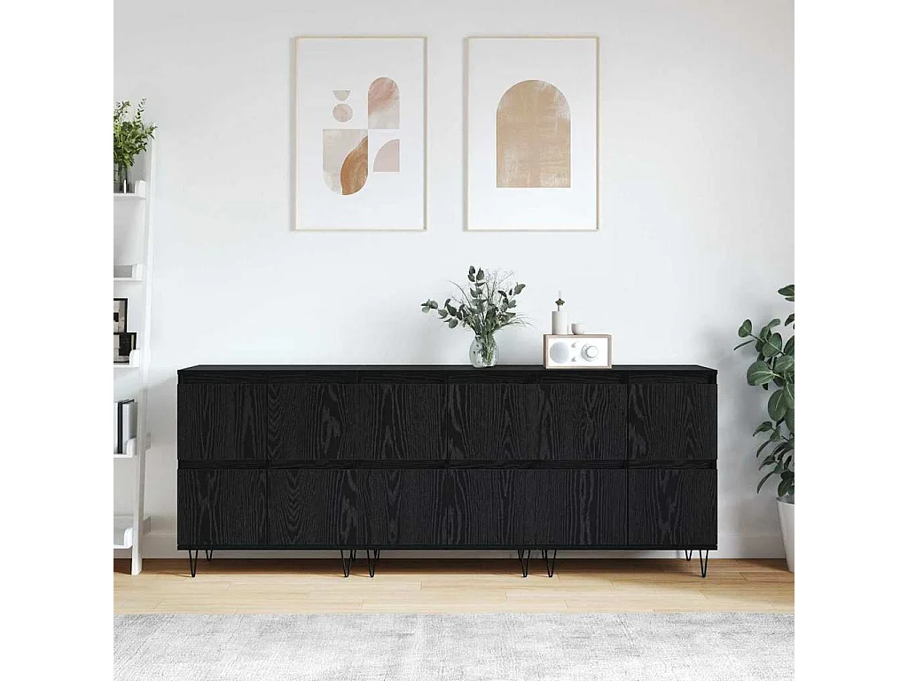 Buffets 3 pièces Chêne noir 180 x 35 x 70 cm Bois d'ingénierie