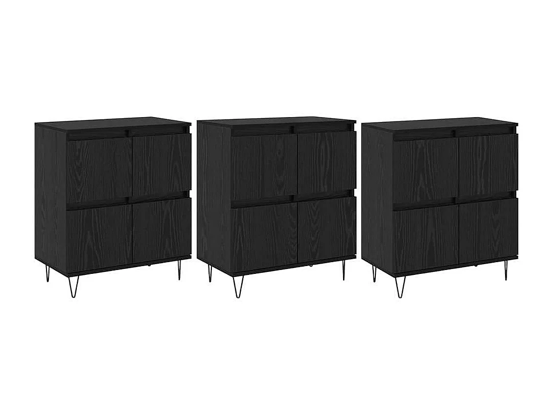 Buffets 3 pièces Chêne noir 180 x 35 x 70 cm Bois d'ingénierie