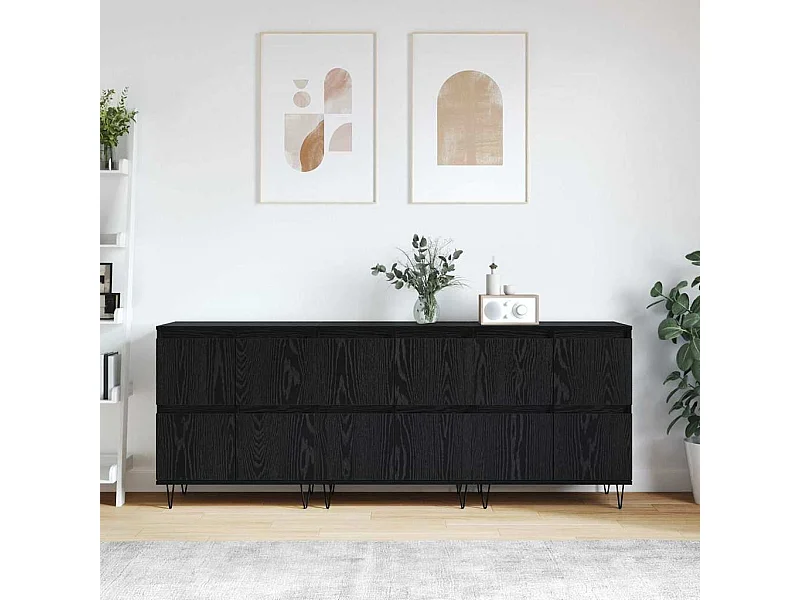 Buffets 3 pièces Chêne noir 180 x 35 x 70 cm Bois d'ingénierie