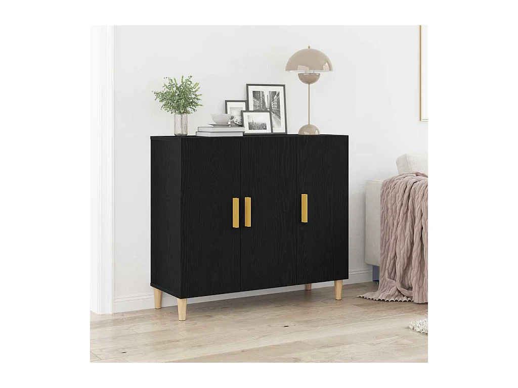 Buffet Noir 90 x 34 x 80 cm Bois d'ingénierie