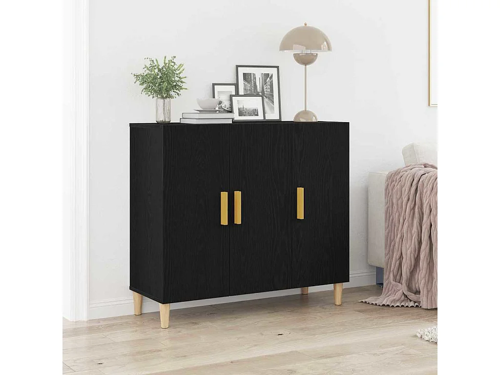 Buffet Noir 90 x 34 x 80 cm Bois d'ingénierie