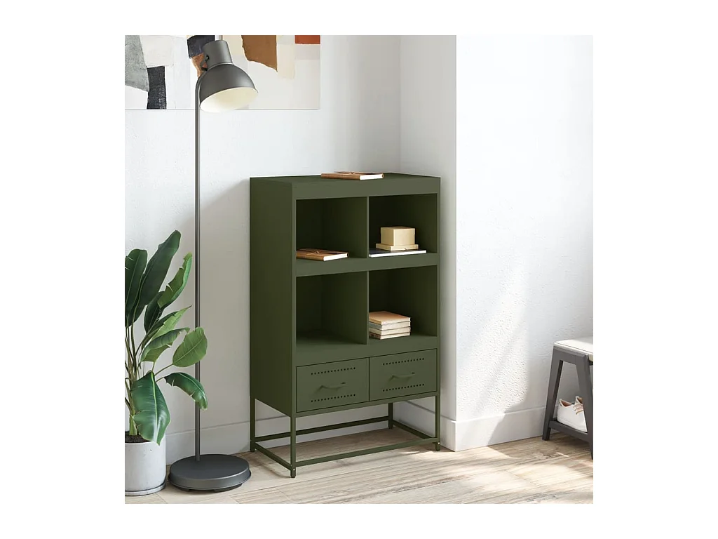 Buffet haut vert olive 68x39 x111,5 cm acier