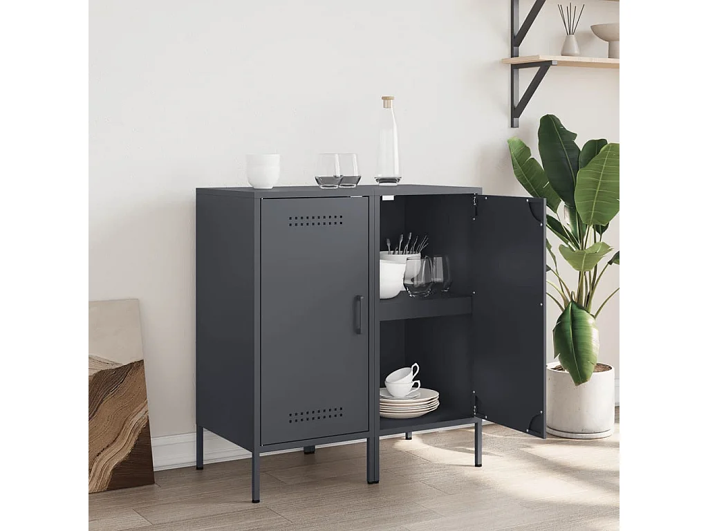 Buffets 2 pièces anthracite 36x39x79 cm acier