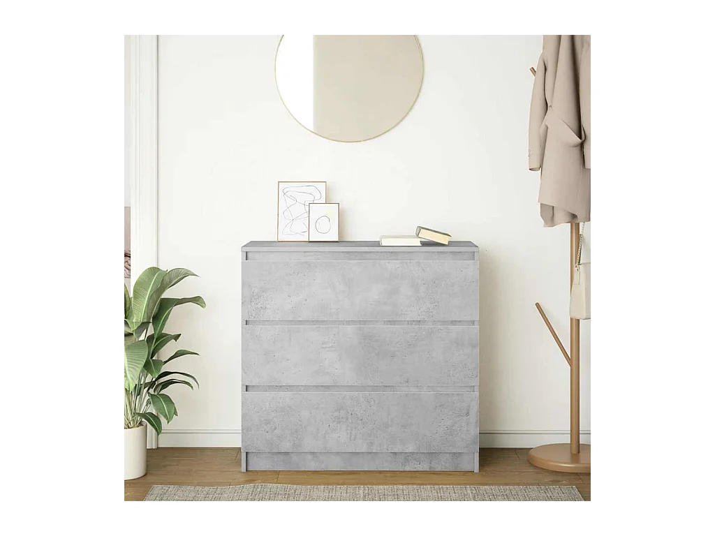 Buffet gris béton 80x35x76 cm bois d'ingénierie