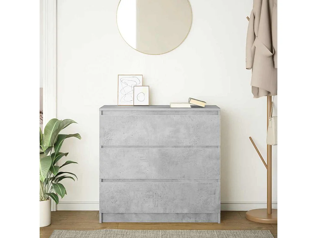 Buffet gris béton 80x35x76 cm bois d'ingénierie