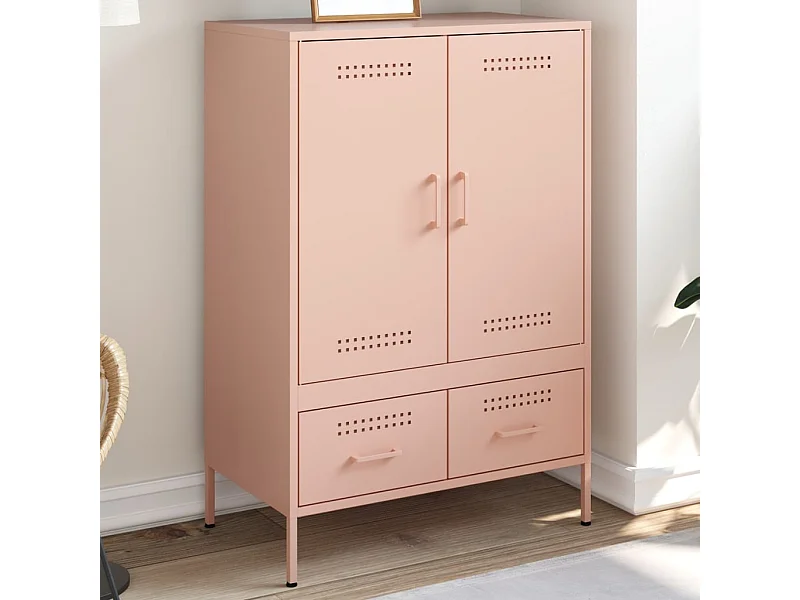 Hoge kast 68x39x101,5 cm staal roze