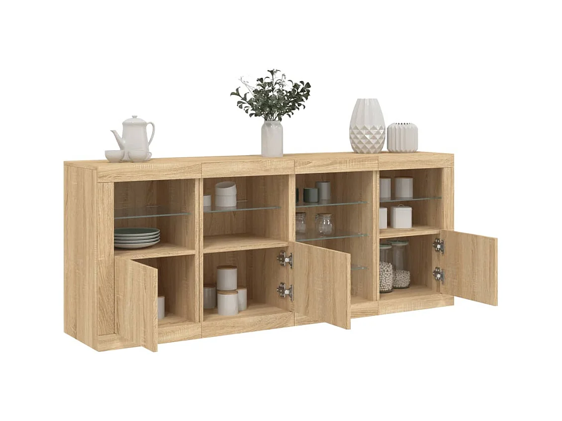 Buffet avec lumières LED chêne sonoma 164x37x67 cm