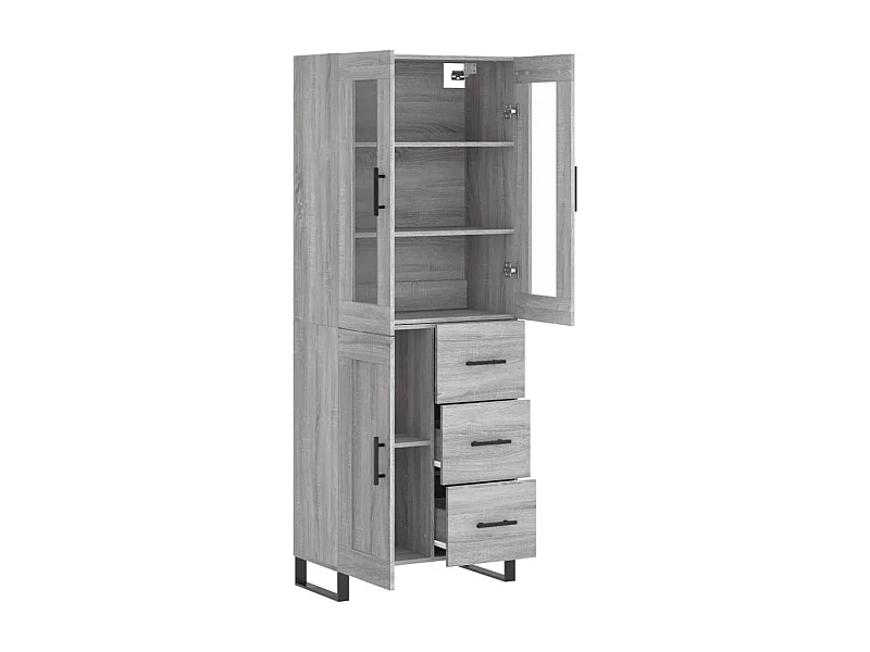 Aparador alto madera contrachapada gris sonoma 69,5x34x180 cm