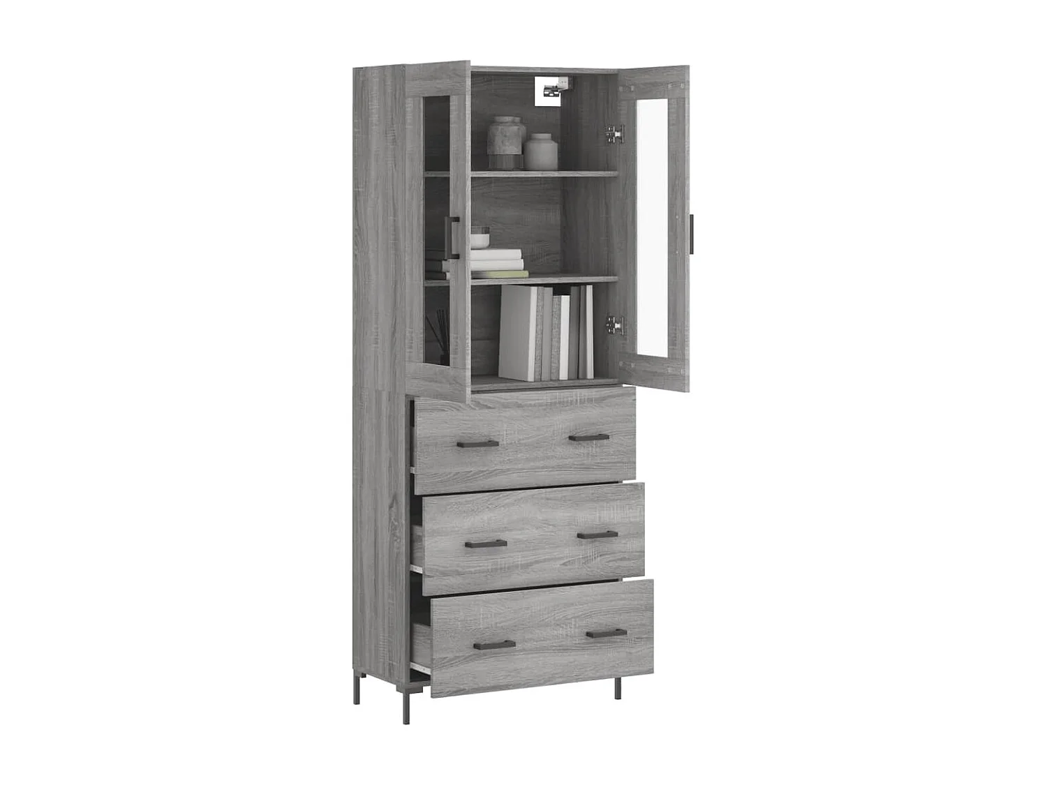 Buffet haut Sonoma gris 69,5x34x180 cm Bois d'ingénierie