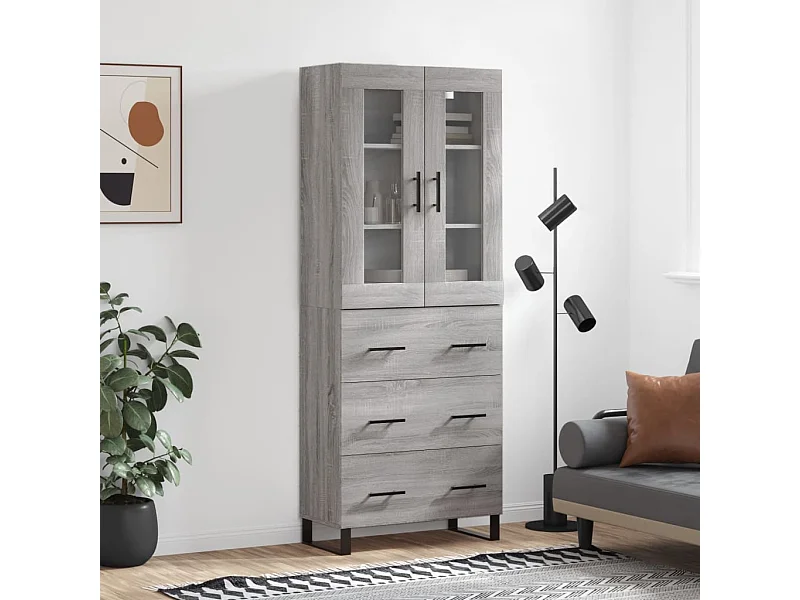 Buffet haut Sonoma gris 69,5x34x180 cm Bois d'ingénierie