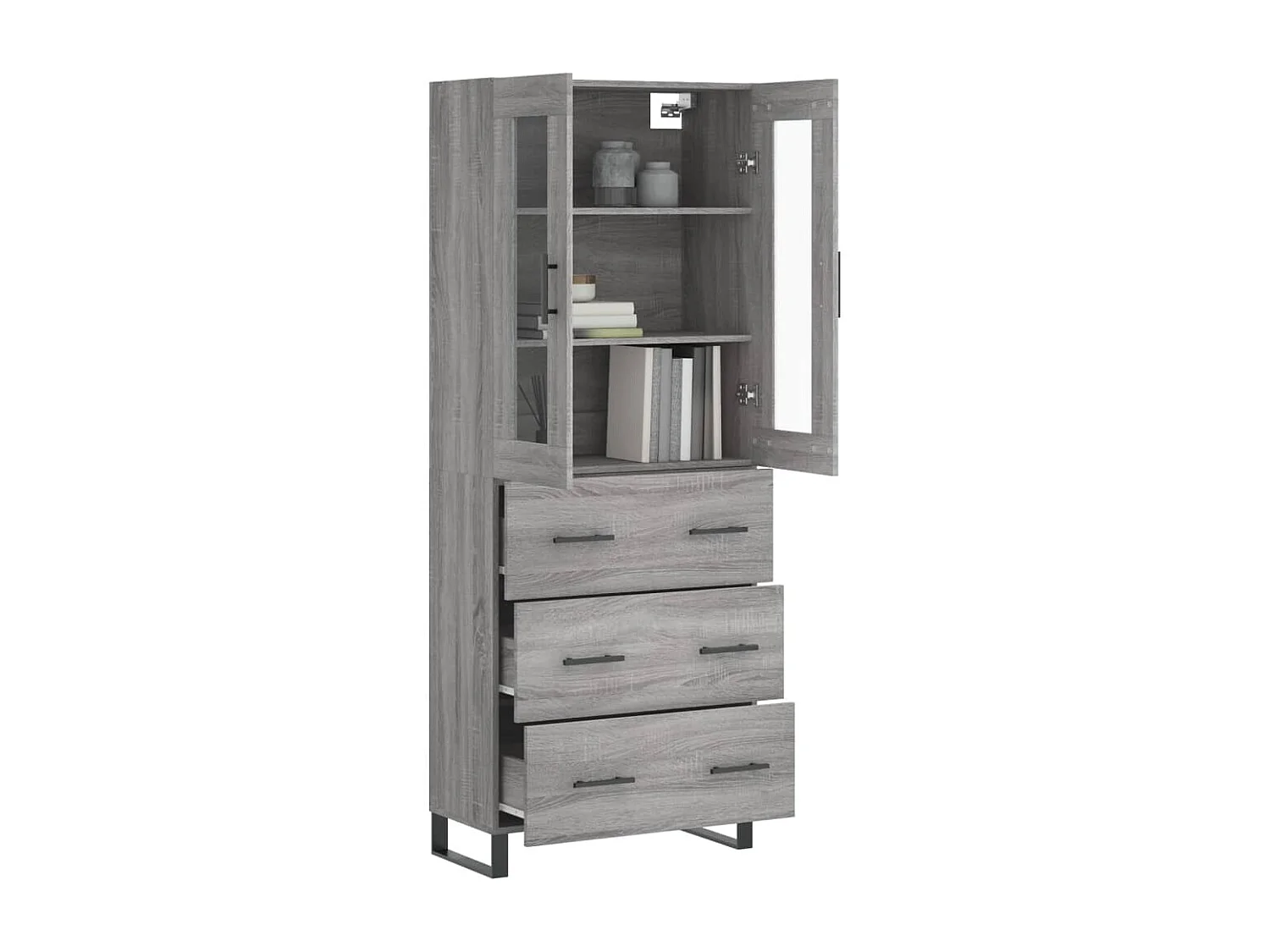 Aparador alto madera contrachapada gris sonoma 69,5x34x180 cm