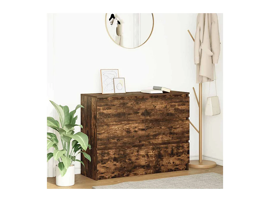 Buffet chêne fumé 100x35x76 cm bois d'ingénierie