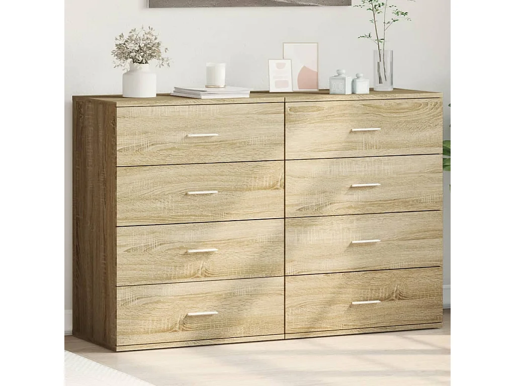 Buffets 2 pièces chêne sonoma 60x39x80 cm bois d'ingénierie