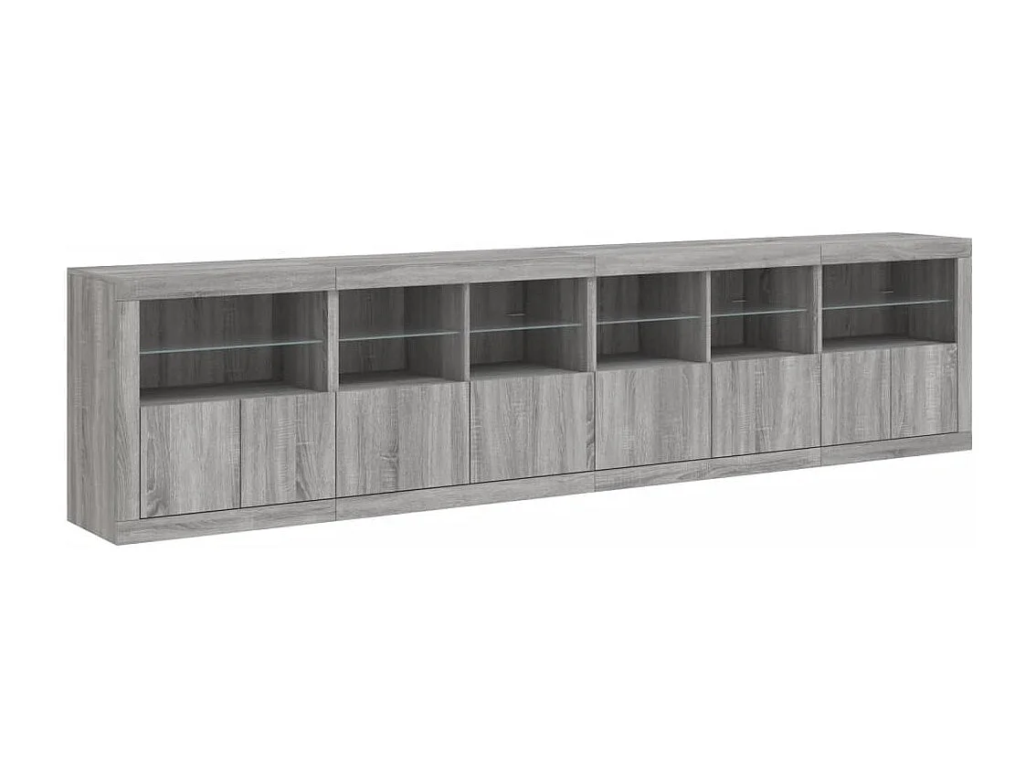 Dressoir met LED-verlichting 283x37x67 cm grijs sonoma eiken