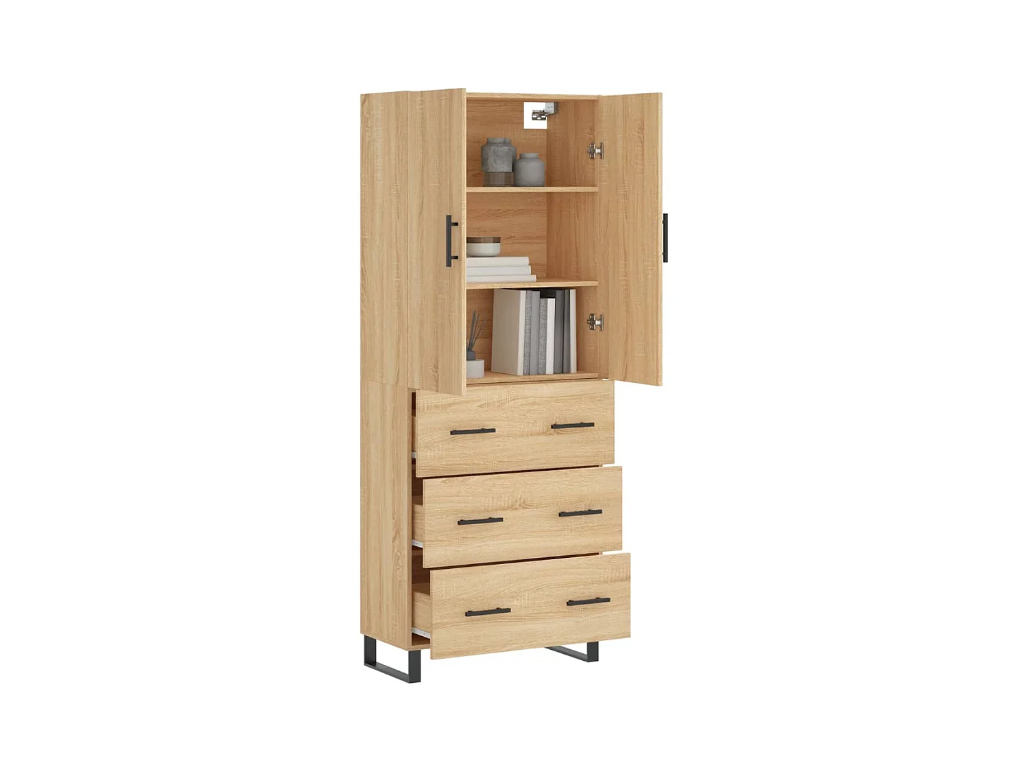 Buffet haut Chêne sonoma 69,5x34x180 cm Bois d'ingénierie