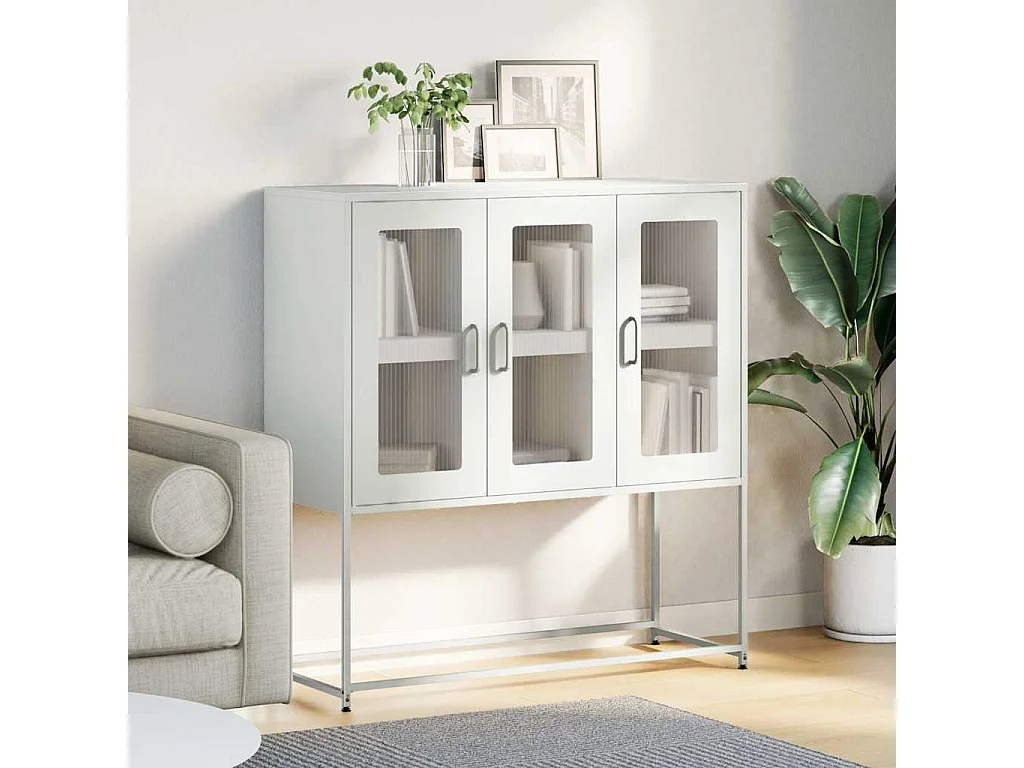 Buffet blanc 100,5x39x107 cm acier laminé à froid