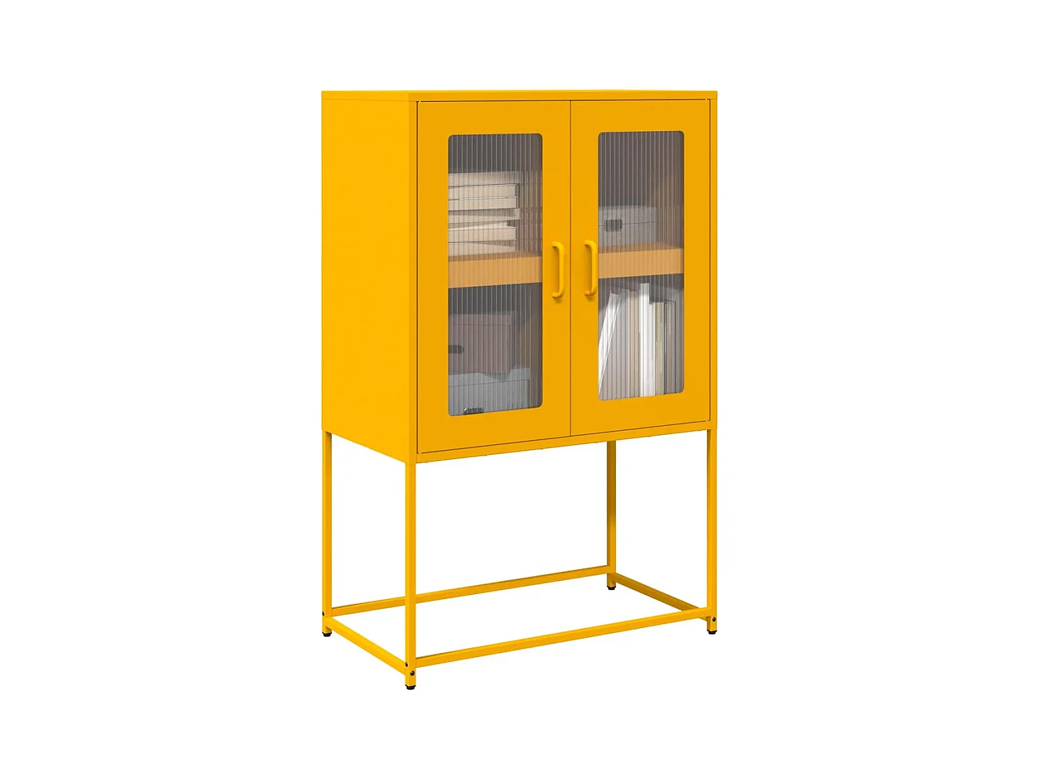 Hoge kast 68x39x107 cm staal mosterdgeel