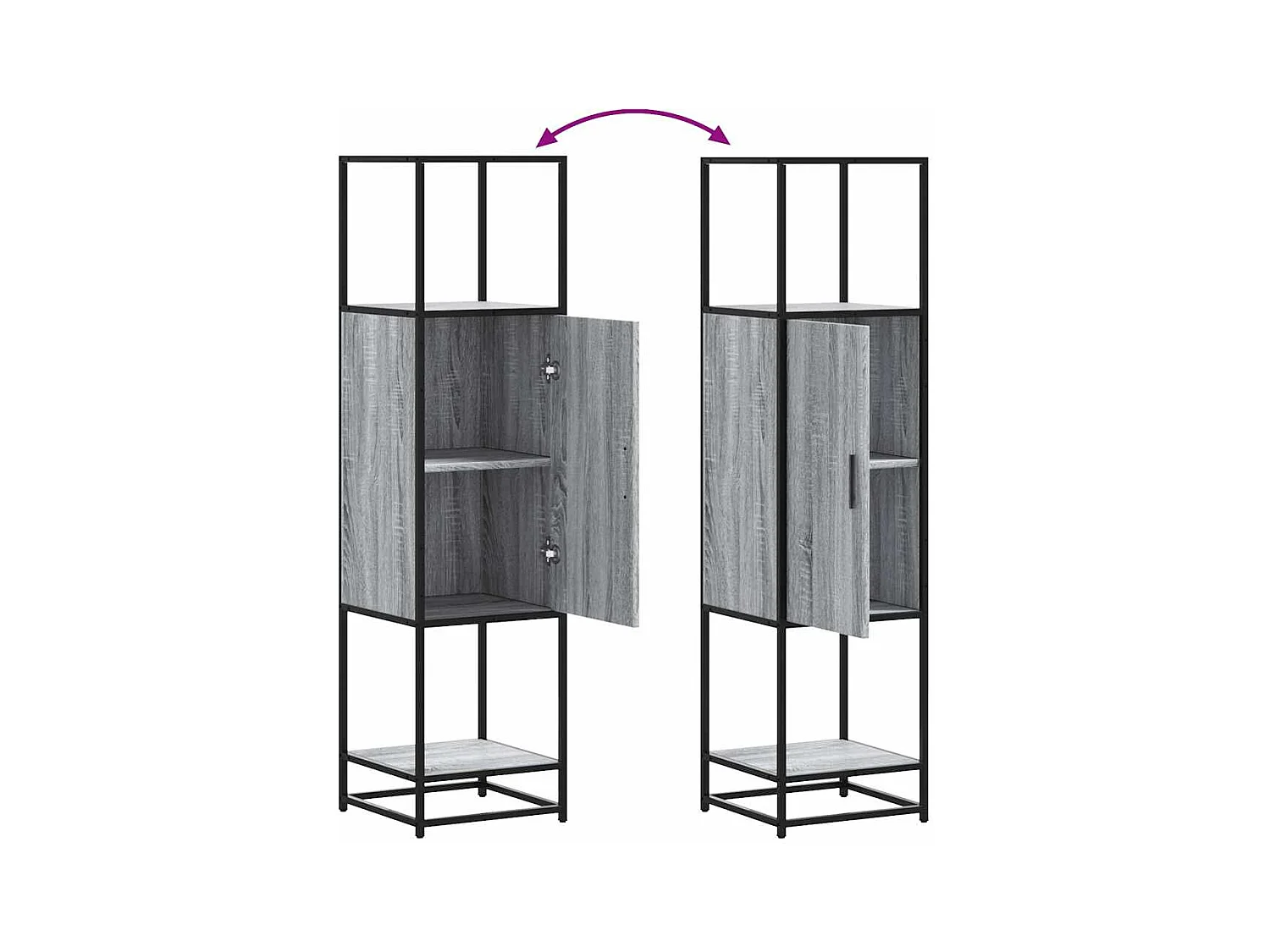 Buffet haut sonoma gris 35,5x35x139 cm bois d'ingénierie métal