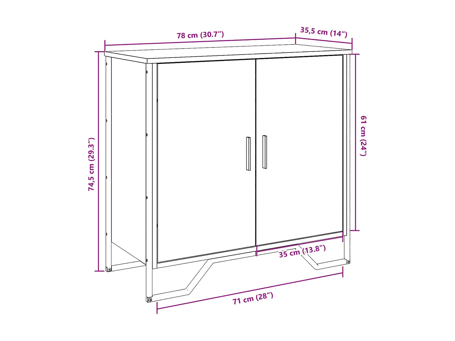 Buffet chêne sonoma 78x35,5x74,5 cm bois d'ingénierie