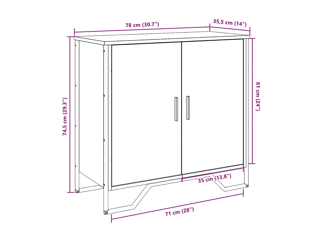 Buffet chêne sonoma 78x35,5x74,5 cm bois d'ingénierie