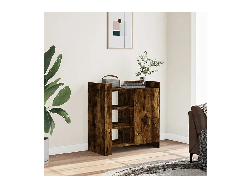 Buffet chêne fumé 73,5x35x75 cm bois d'ingénierie