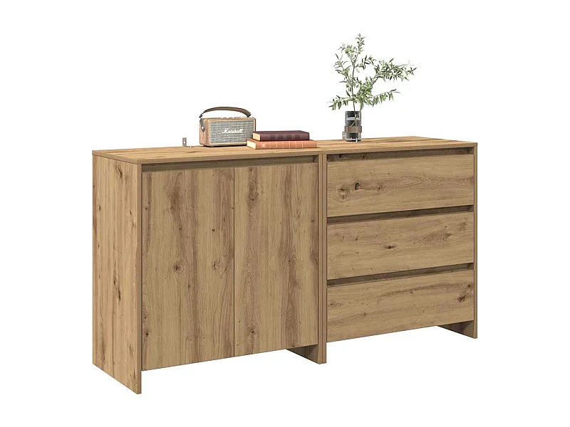 2-delige Dressoirs bewerkt hout artisanaal eikenkleur